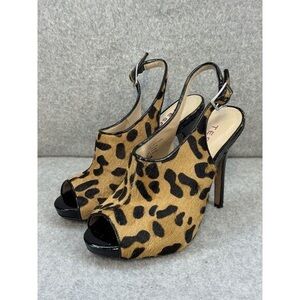 Tesori Tan and Black Animal Print Heels